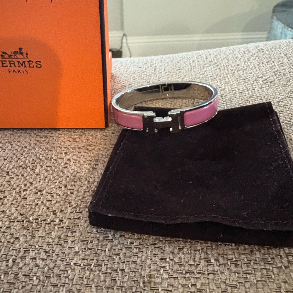 Hermes Pink and Silver Bracelet